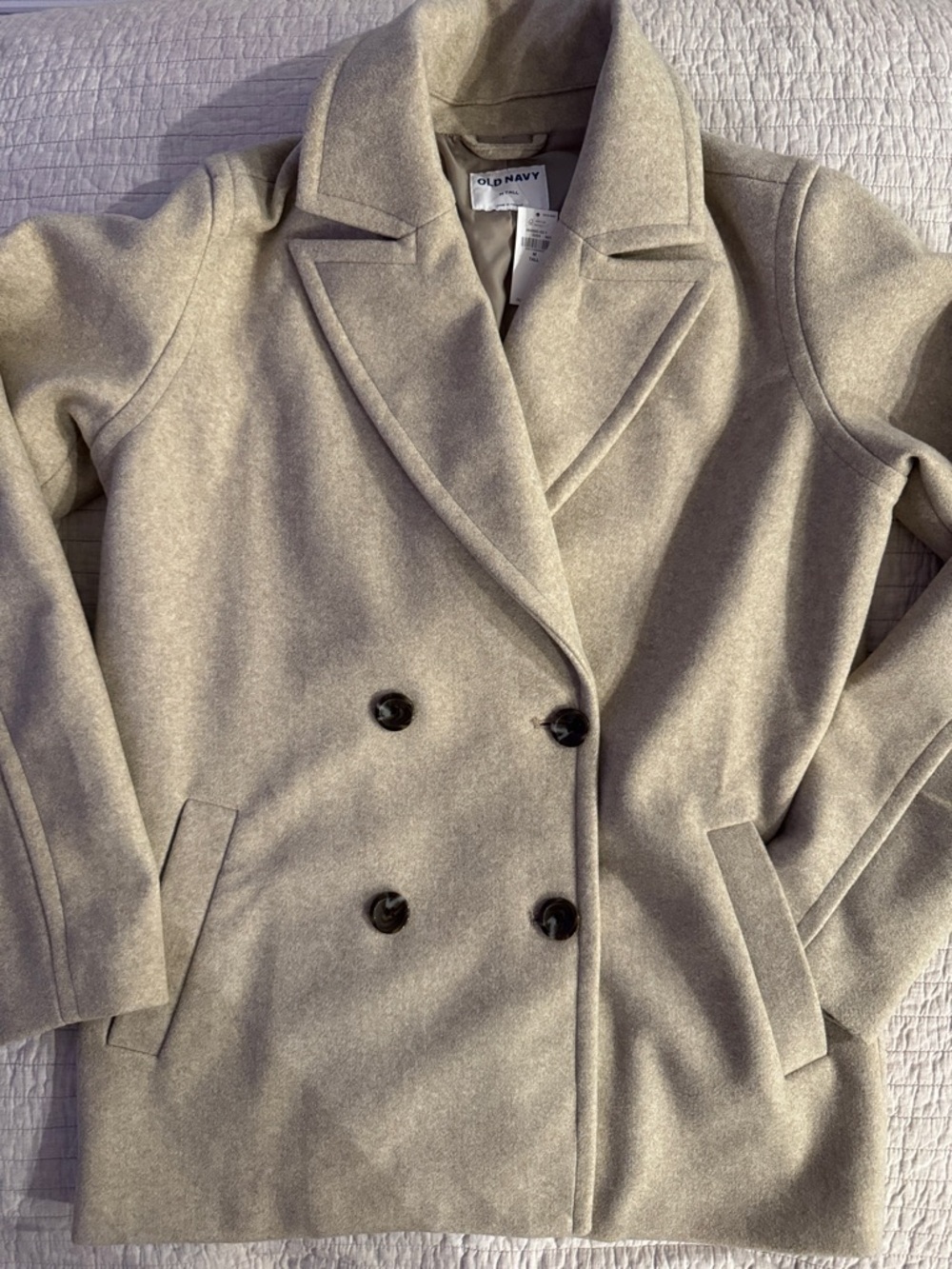 Old Navy Cream Pea Coat Medium Tall NWT